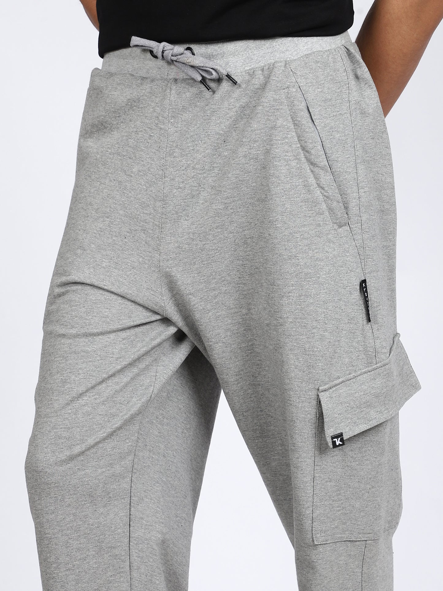 Men Solid Cargo Pants Gray
