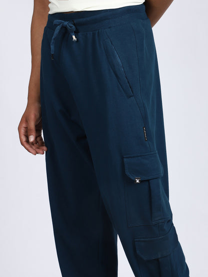 Men Solid Cargo Blue 6 Pocket