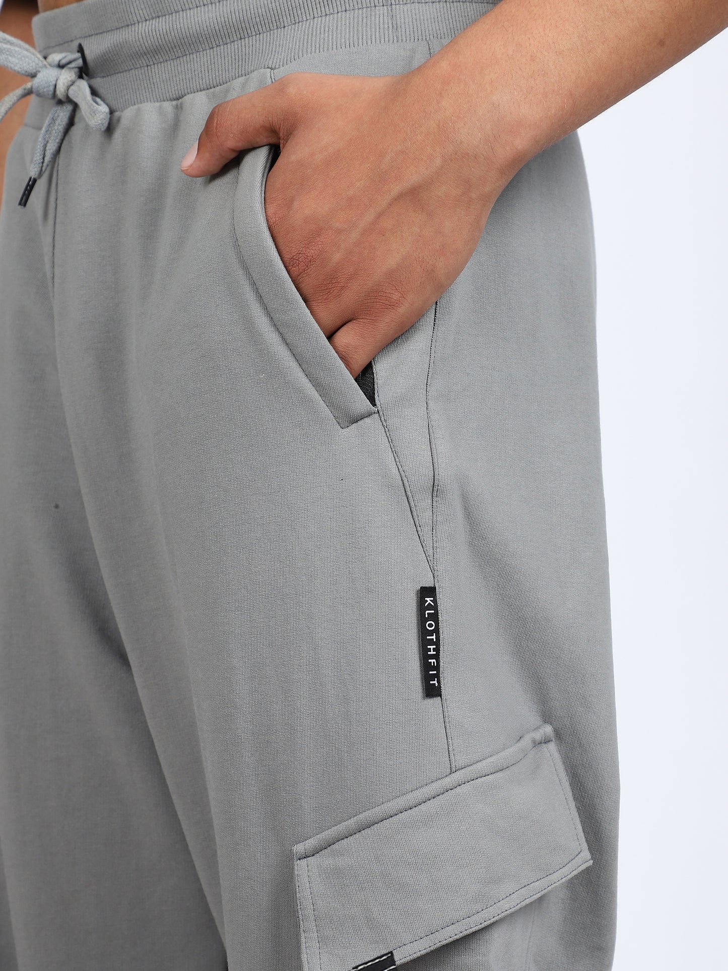 Men Solid Cargo Pants Dark Gray