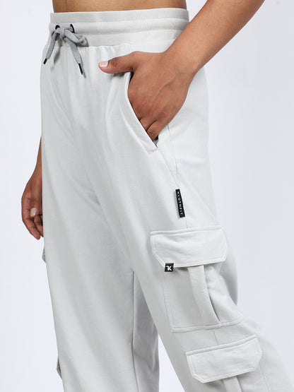 Men Solid Cargo Light Gray 6 Pocket
