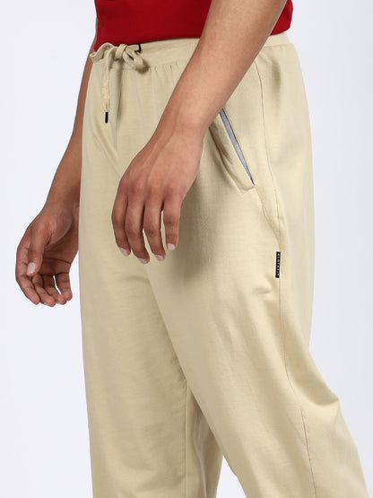 Men Solid Swatpants Beige