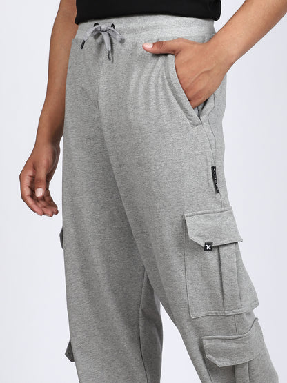 Men Solid Cargo Gray 6 Pocket