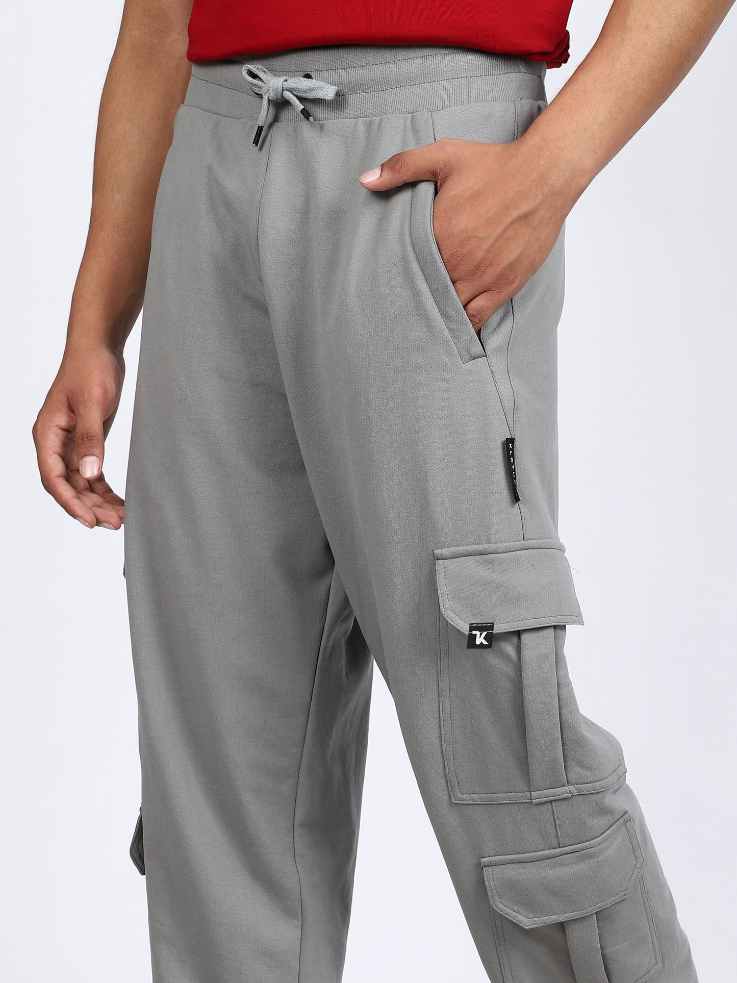 Men Solid Cargo Dark Gray 6 Pocket