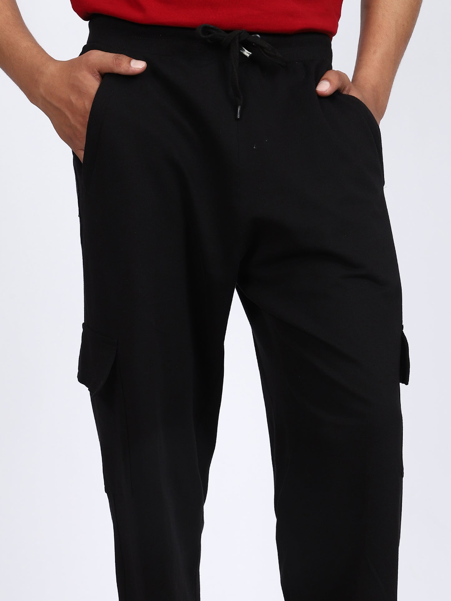 Men Solid Cargo Pants Black