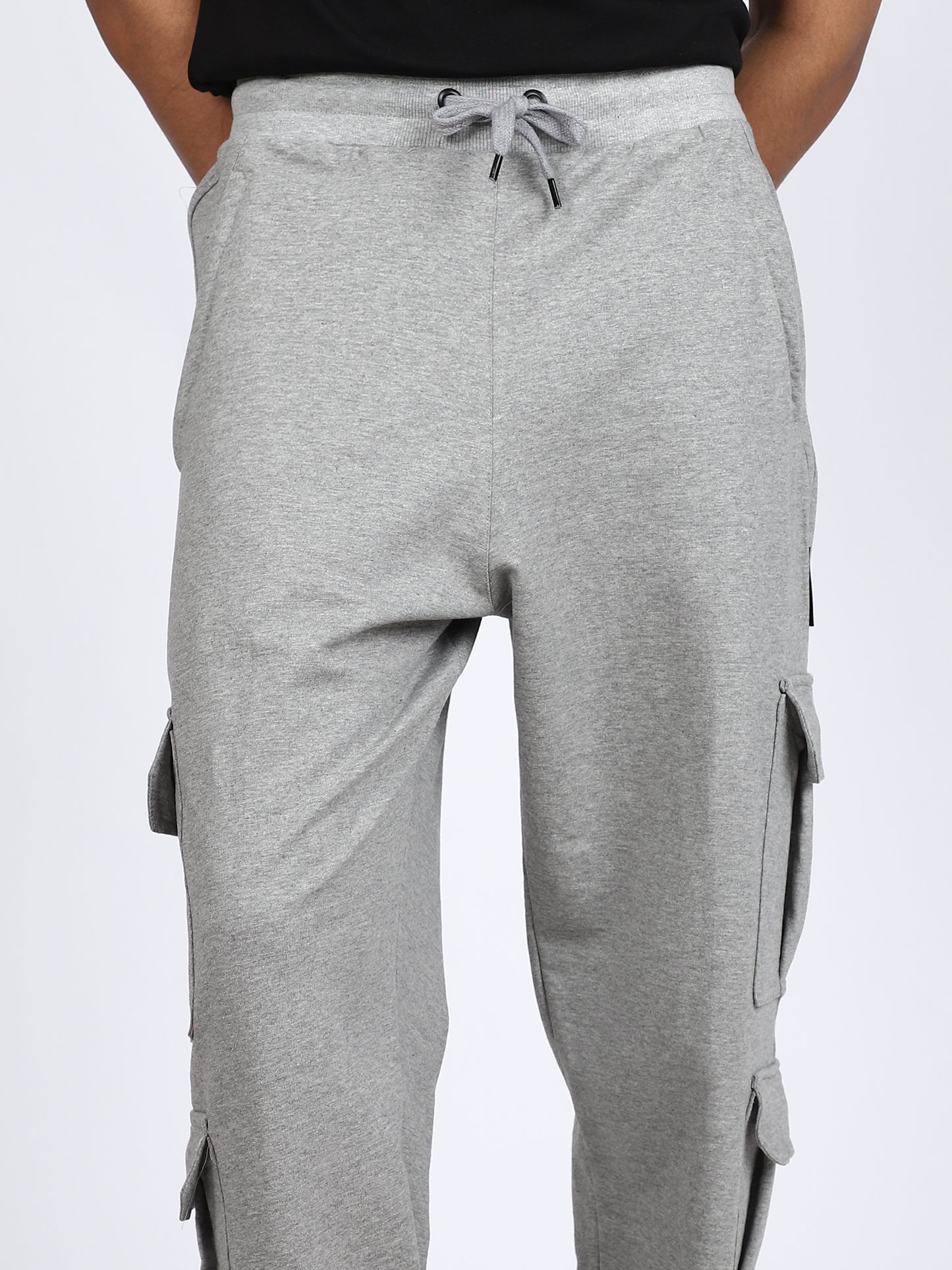 Men Solid Cargo Gray 6 Pocket