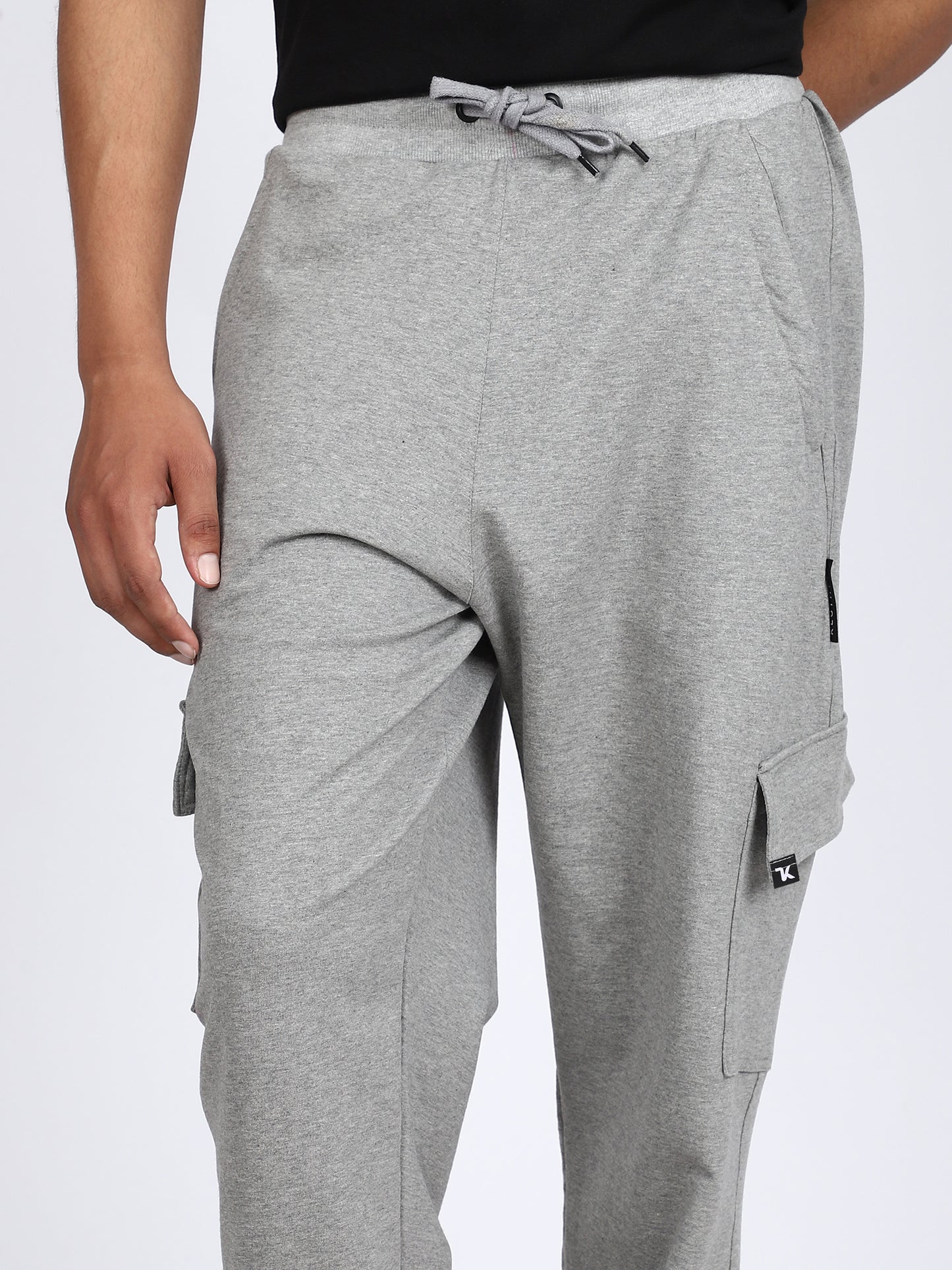 Men Solid Cargo Pants Gray