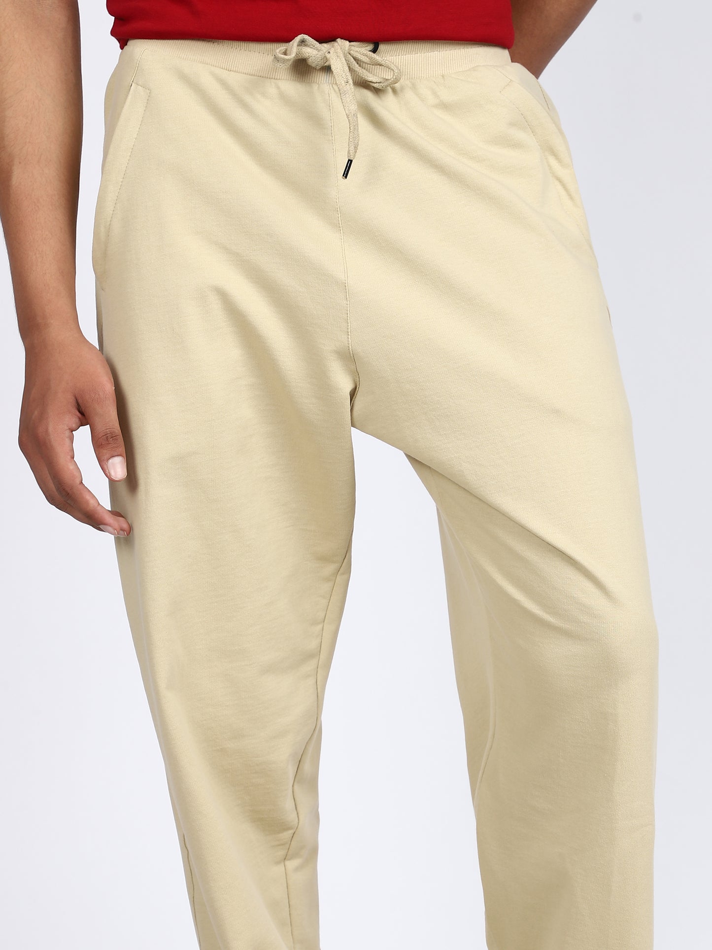 Men Solid Swatpants Beige