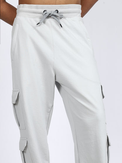 Men Solid Cargo Light Gray 6 Pocket