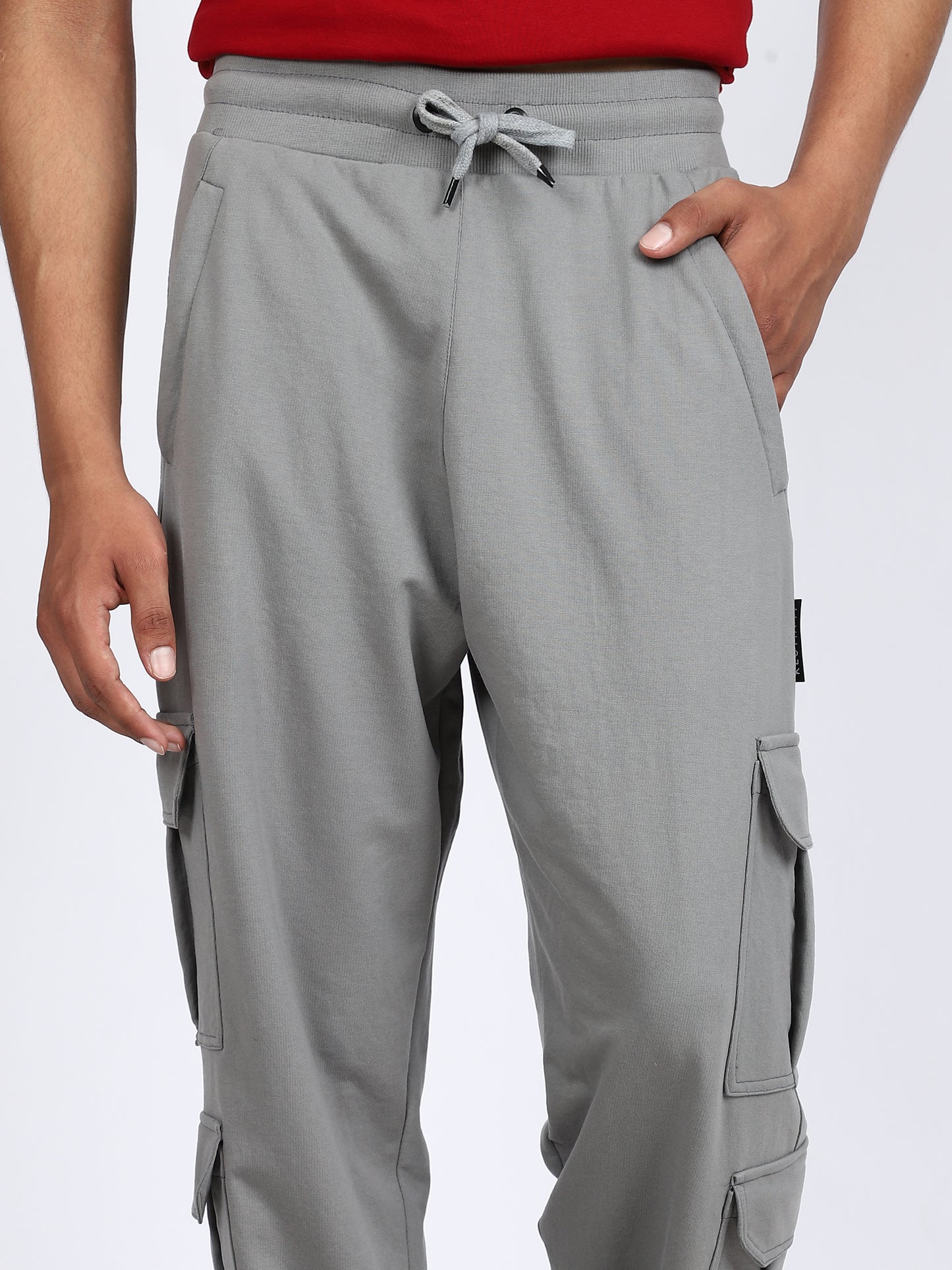 Men Solid Cargo Dark Gray 6 Pocket