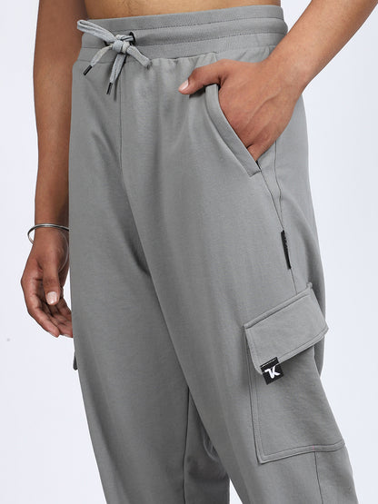 Men Solid Cargo Pants Dark Gray