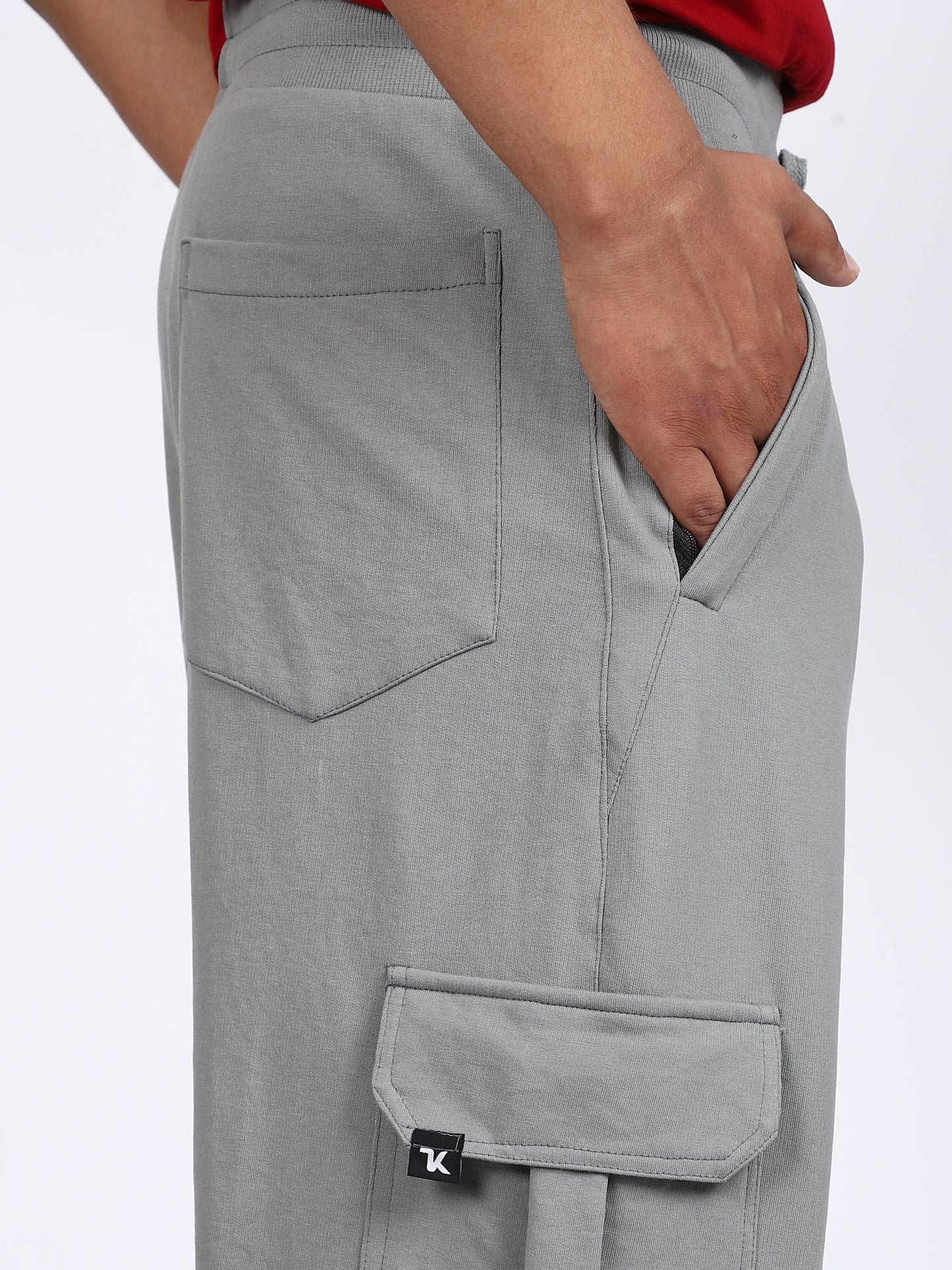 Men Solid Cargo Dark Gray 6 Pocket