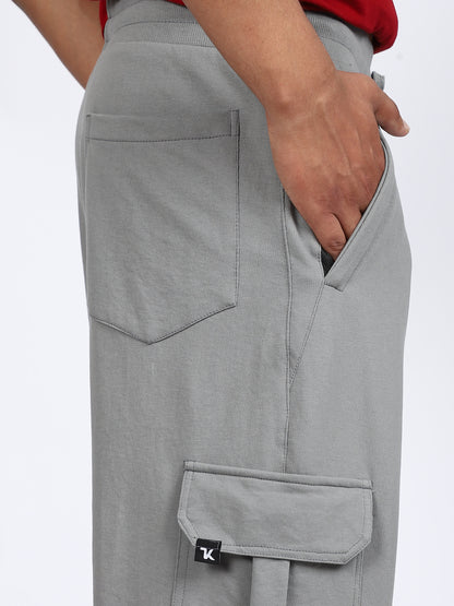 Men Solid Cargo Dark Gray 6 Pocket