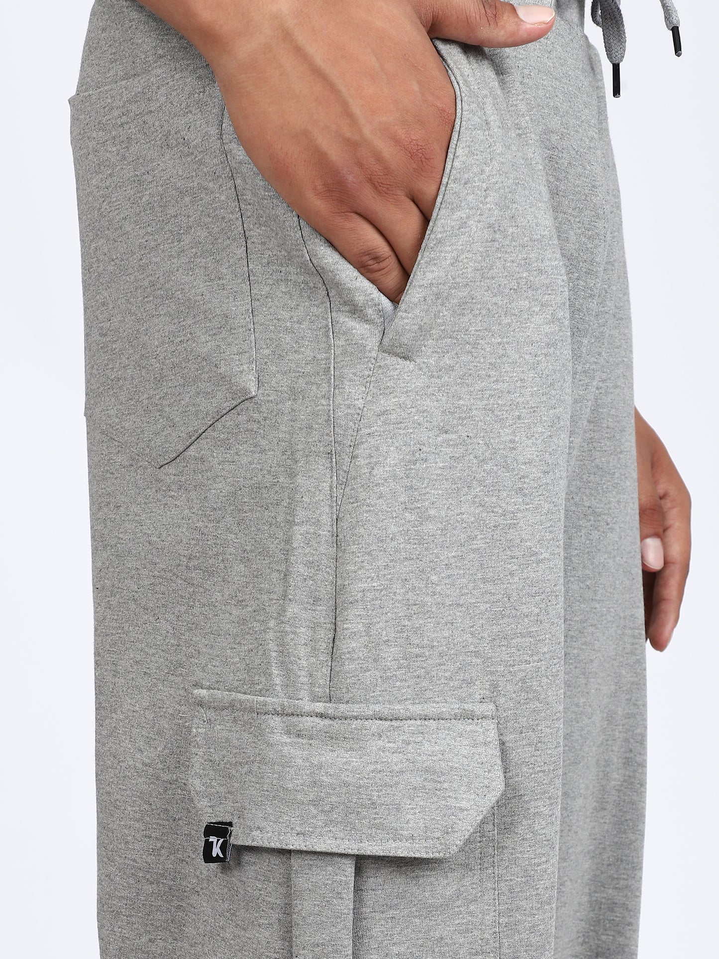Men Solid Cargo Gray 6 Pocket