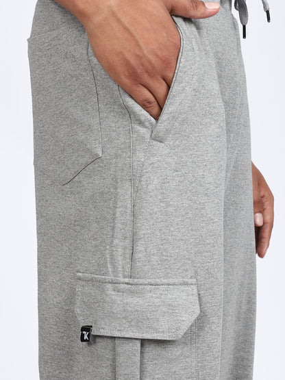 Men Solid Cargo Gray 6 Pocket