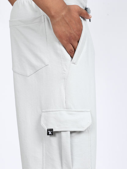 Men Solid Cargo Light Gray 6 Pocket