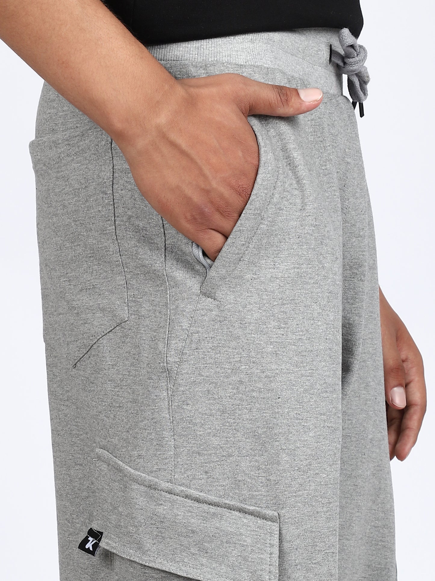 Men Solid Cargo Pants Gray